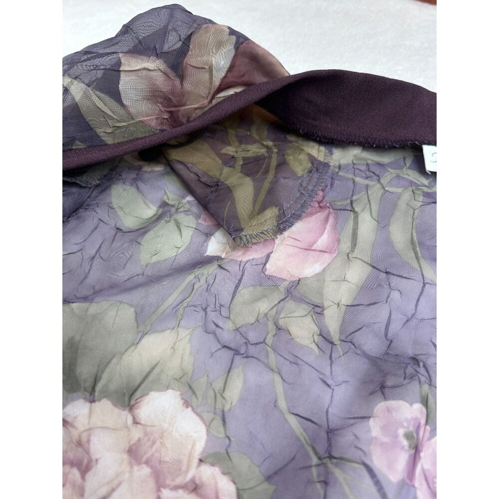 Pride & Joy Womens Floral Purple Sheer Open Front Cardigan Jacket Size 16W - Picture 6 of 9